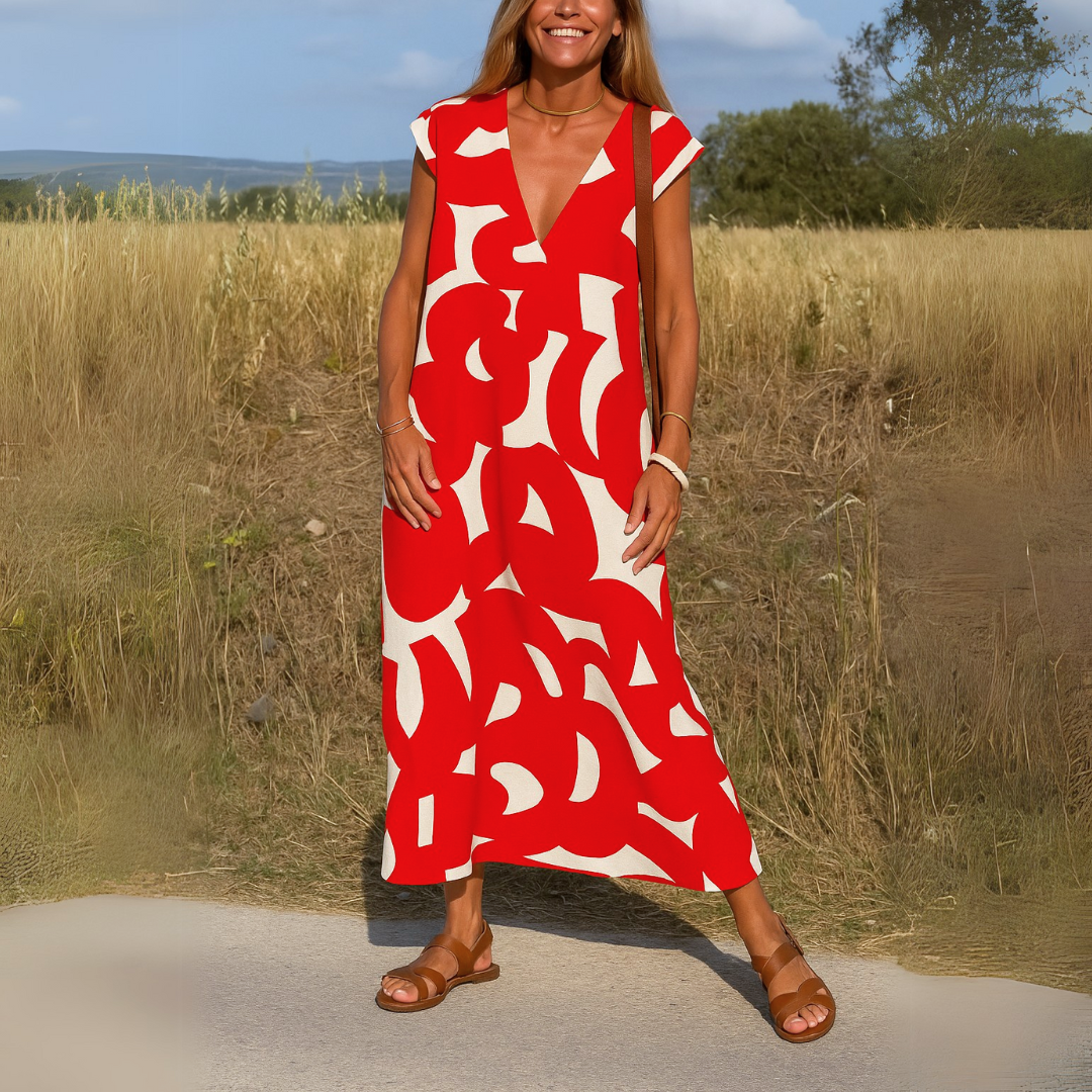 V-Neck Flowing Dress